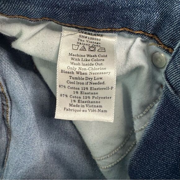 Everlane Size 25 Vintage High Rise Skinny Blue Jeans Ankle Stretch Button Fly - Picture 6 of 10